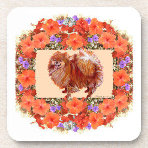 Pomeranian Floral Coaster