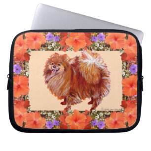Pomeranian Floral Laptop Sleeve