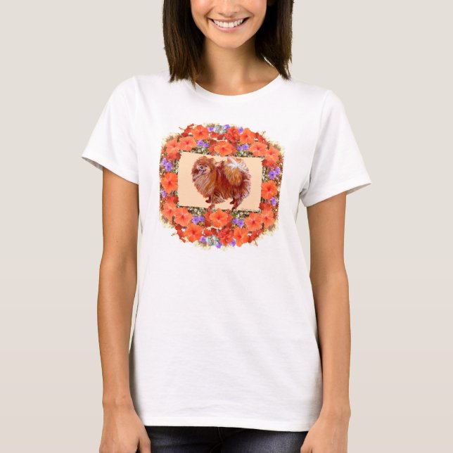 Pomeranian Floral T-Shirt (Front)