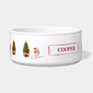 Pomeranian Funny Christmas Dog with Tree