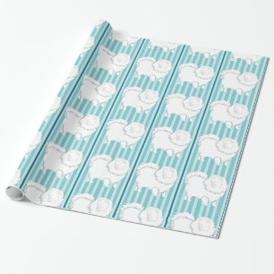 Pomeranian Gift wrapping paper aqua turquoise