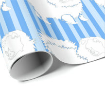 Pomeranian Gift wrapping paper Blue stripes