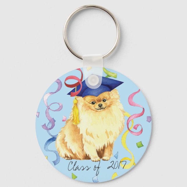 Pomeranian Graduate Key Ring (Front)