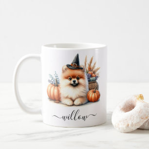 Pomeranian Halloween Mug with Personalised Name