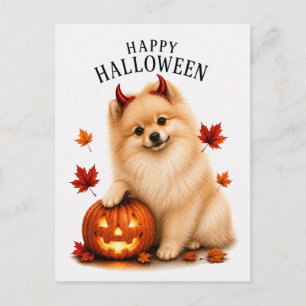 Pomeranian Halloween Postcard