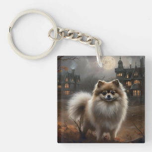 Pomeranian Halloween Scary Key Ring