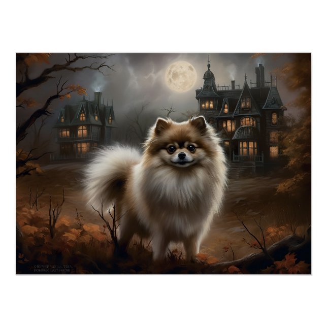 Pomeranian Halloween Scary Poster (Front)