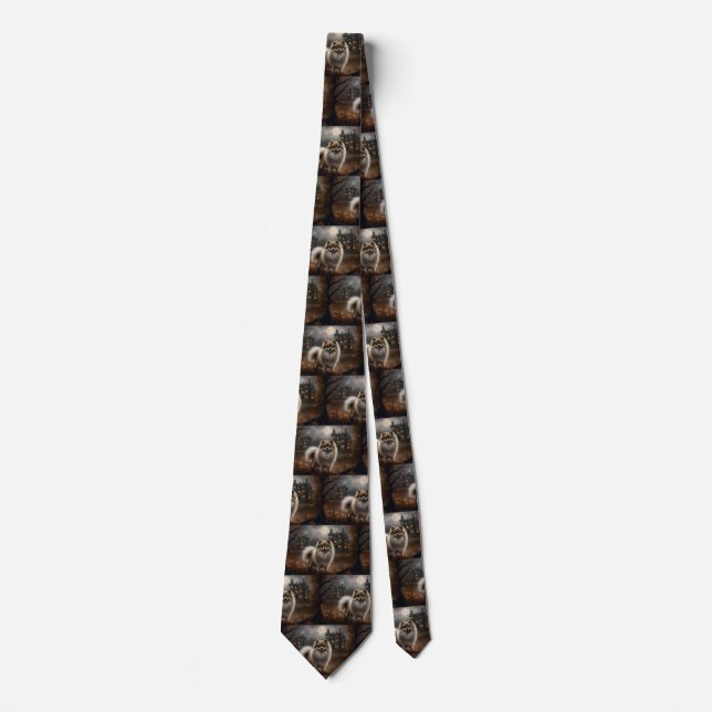 Pomeranian Halloween Scary Tie (Front)