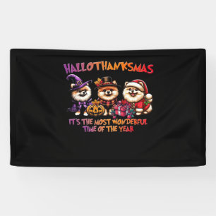 Pomeranian Halloween Thanksgiving Christmas Classi Banner