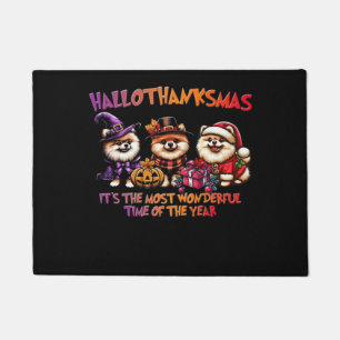 Pomeranian Halloween Thanksgiving Christmas Classi Doormat