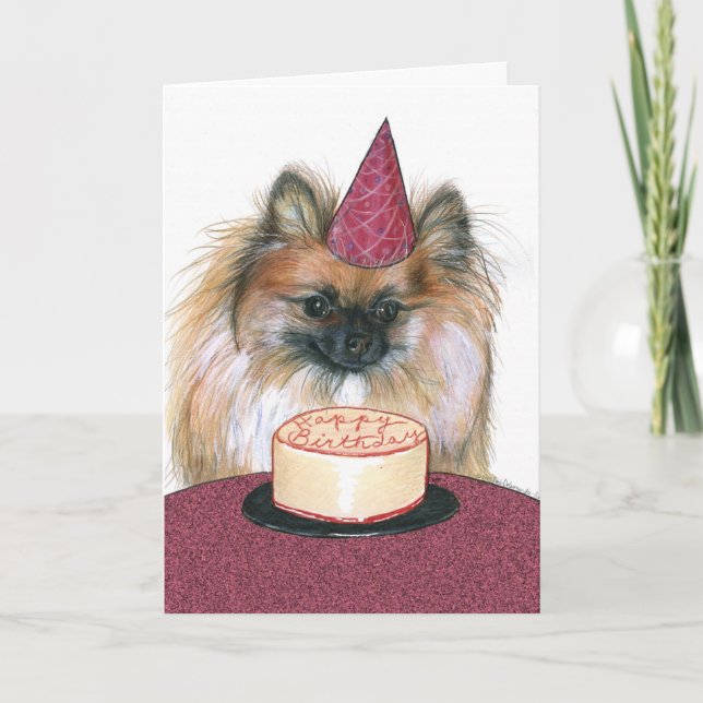 Pomeranian Happy Birthday Card (Front)