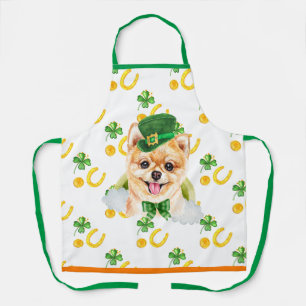 Pomeranian Holiday Home Decor St Patricks Day Dog Apron