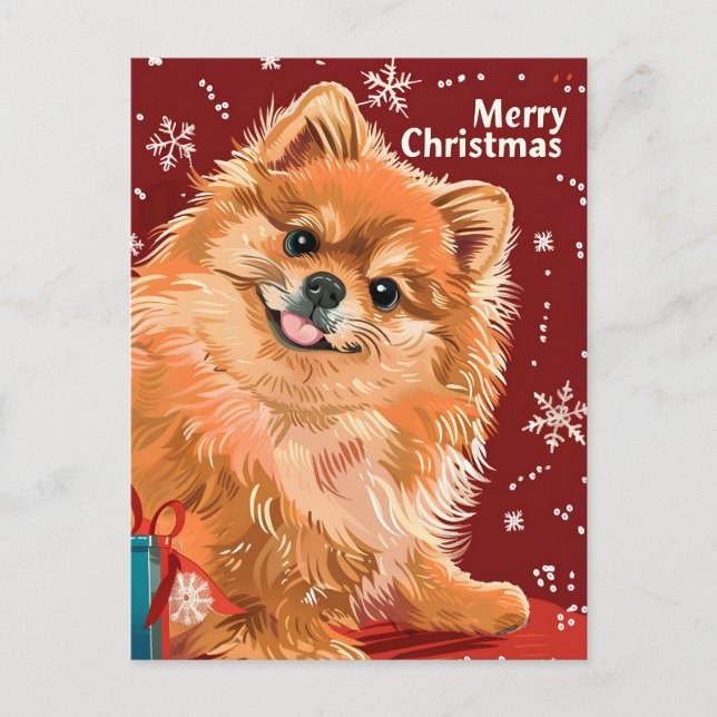 Pomeranian Holiday Postcard (Front)