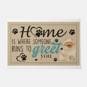 Pomeranian Home Is Where Someone Runs To Greet You Doormat