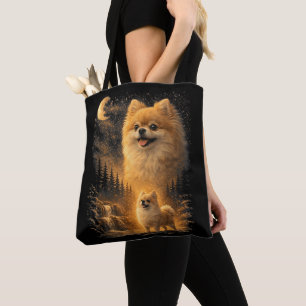 Pomeranian Howling at the Moon – Vintage Funny Dog Tote Bag