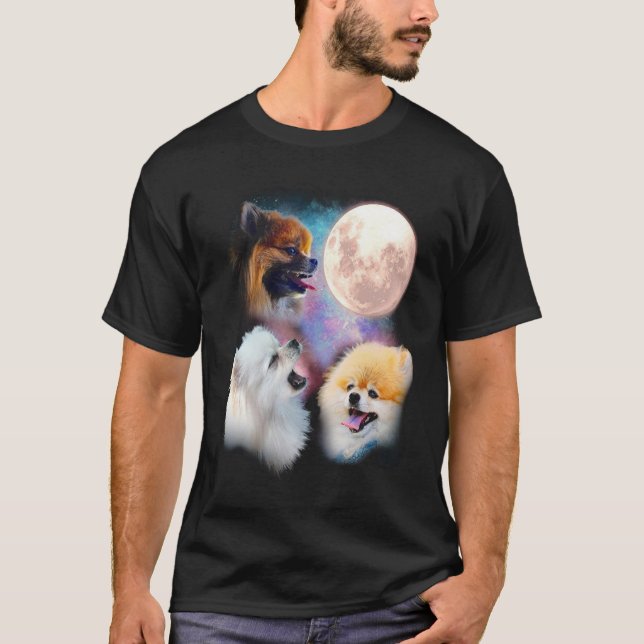 Pomeranian Howling Moon Shirt - Three Wolves Moon (Front)