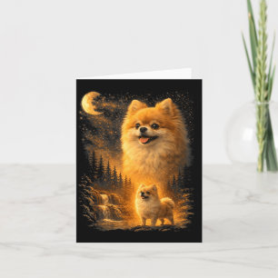 Pomeranian Howling to The Moon Vintage 90s Funny Card