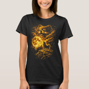 Pomeranian howling to the moon vintage 90s funny T-Shirt