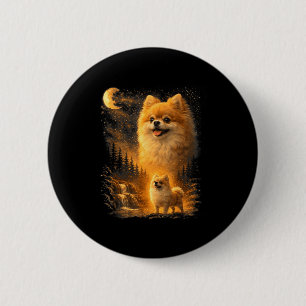 Pomeranian howling to the moon vintage 90s funnyPo 6 Cm Round Badge