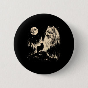 Pomeranian Howling To The Moon Vintage Men Women 6 Cm Round Badge