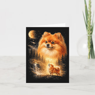Pomeranian Howling to The Moon Vintage Mystical Card