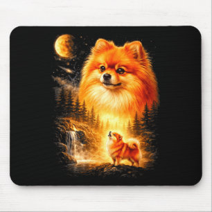 Pomeranian howling to the moon vintage mystical do mouse pad