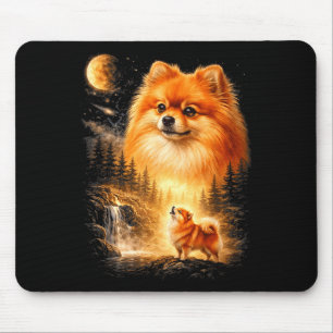 Pomeranian howling to the moon vintage mystical do mouse pad