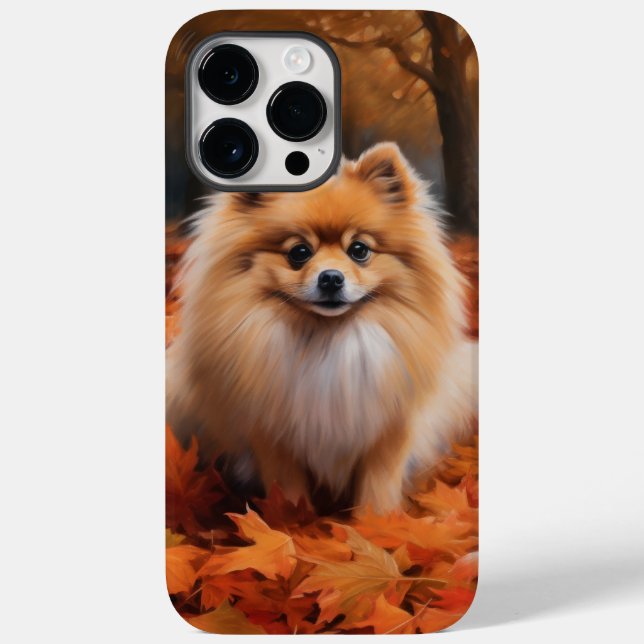 Pomeranian in Autumn Leaves Fall Inspire  Case-Mate iPhone Case (Back)
