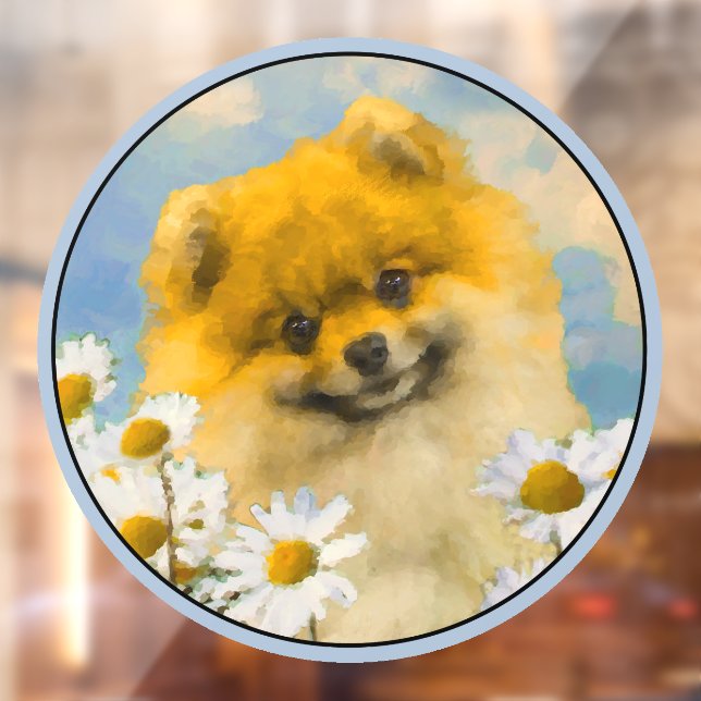 Pomeranian in Daisies Painting - Original Dog Art (Sheet 2)