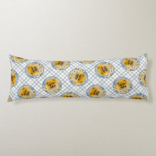 Pomeranian in Daisies Painting Original Dog Art Body Cushion