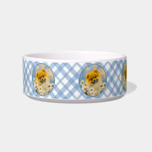 Pomeranian in Daisies Painting - Original Dog Art Bowl