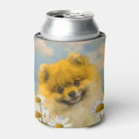 Pomeranian in Daisies Painting - Original Dog Art