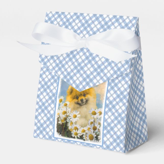 Pomeranian in Daisies Painting - Original Dog Art Favour Box (Front Side)