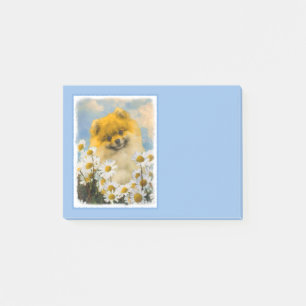 Pomeranian in Daisies Painting - Original Dog Art Post-it Notes
