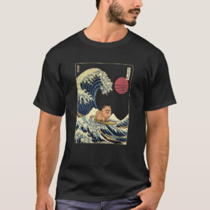 Pomeranian Japanese Kanagawa Wave  Surf Dog T-Shirt