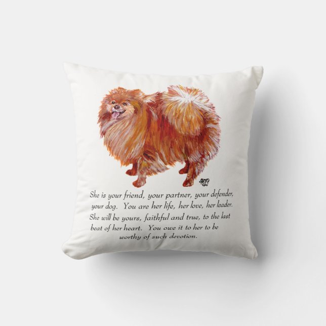 Pomeranian Keepsake Female Cushion (Front)