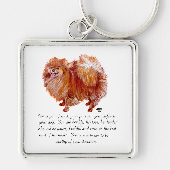 Pomeranian Keepsake Female Key Ring (Front)