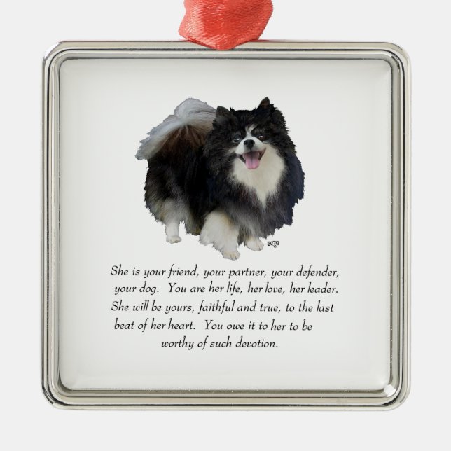 Pomeranian Keepsake Female Metal Tree Decoration (Front)
