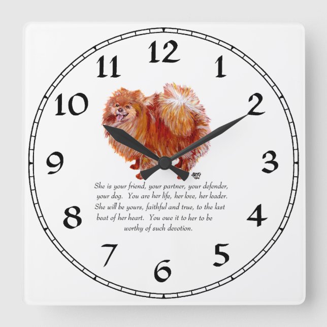 Pomeranian Keepsake Female Square Wall Clock (Front)