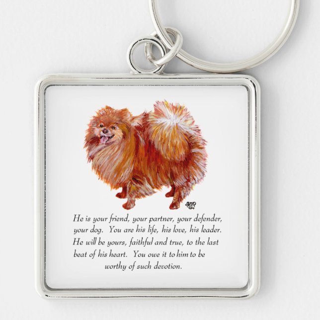 Pomeranian Keepsake Male Key Ring (Front)