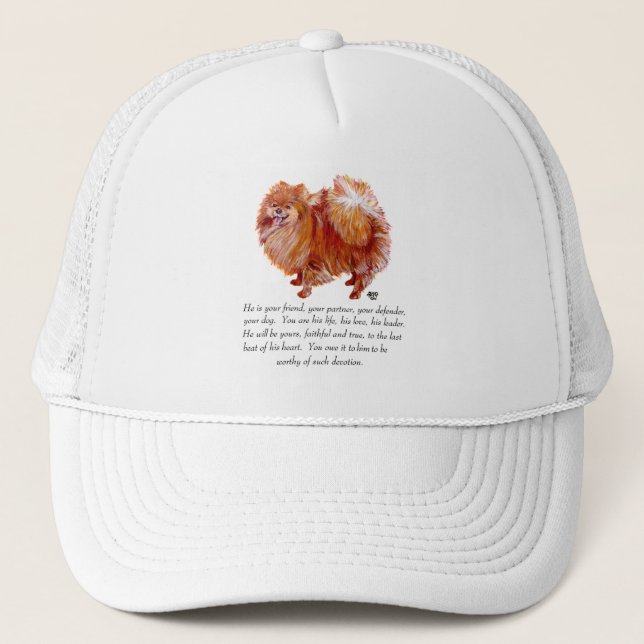 Pomeranian Keepsake Male Trucker Hat (Front)