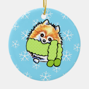 Pomeranian Let it Snow Ceramic Ornament