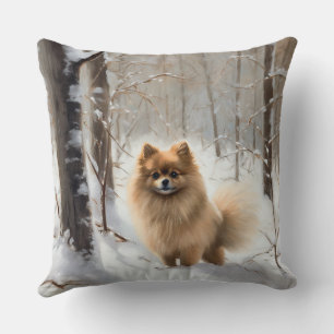 Pomeranian Let It Snow Christmas Cushion