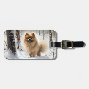 Pomeranian Let It Snow Christmas Luggage Tag