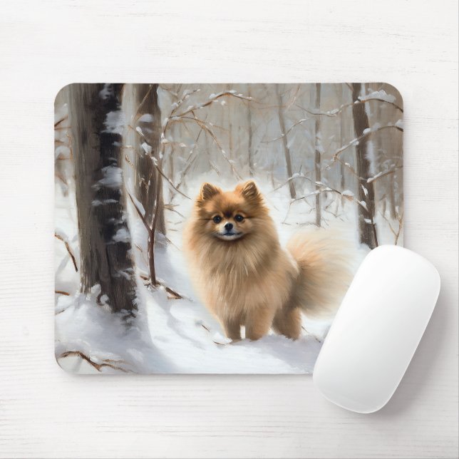 Pomeranian Let It Snow Christmas Mouse Pad (With Mouse)