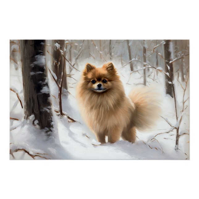 Pomeranian Let It Snow Christmas Poster (Front)