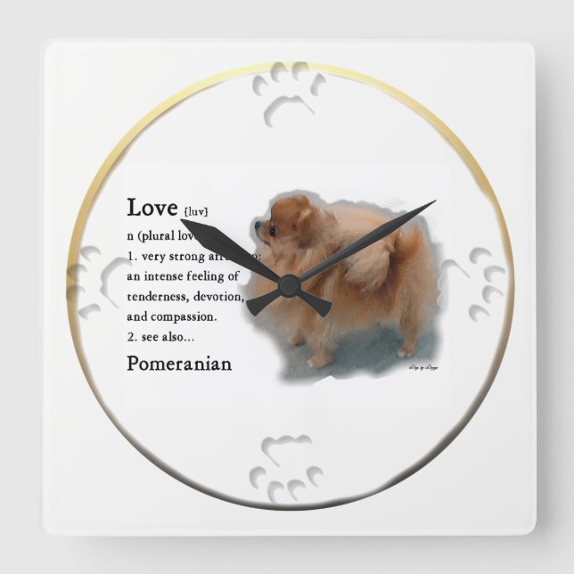 Pomeranian Lovers Gifts Square Wall Clock (Front)