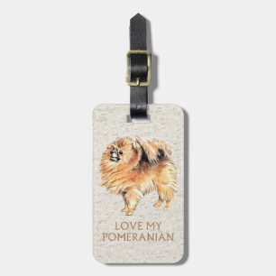 pomeranian luggage tag