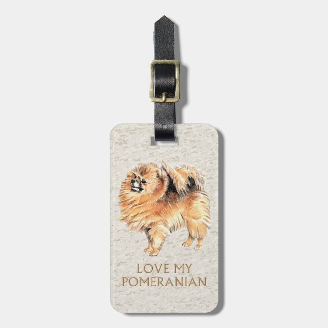 pomeranian luggage tag (Front Vertical)
