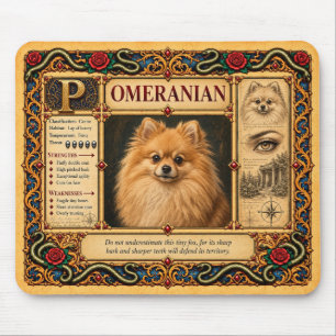 Pomeranian, Mediaeval Bestiary Art Mouse Pad